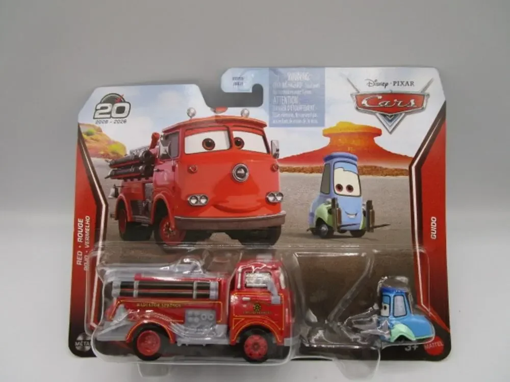 Disney Pixar Cars Red Fire Truck & Guido 2 Pack Diecast Car 20th Anniversary